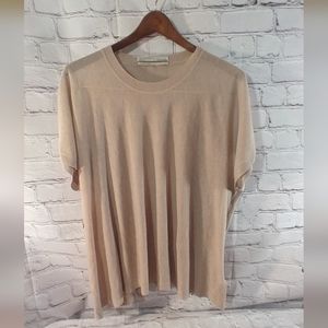 All Saints Medium Galaxy Sheer Crew Tee Sleeveless Tan Top